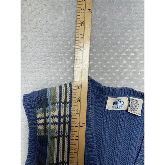 Vtg Pasta Colorful Sweater Vest Sz Large Green Blue Grandma Core Cottage - Picture 11 of 13